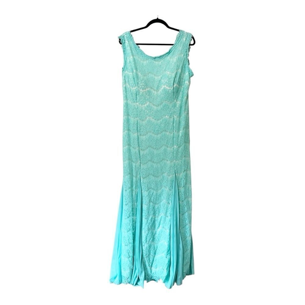 Eureka Womens Vintage‎ Sleeveless Lace Light Green Flare Maxi Dress 3XL